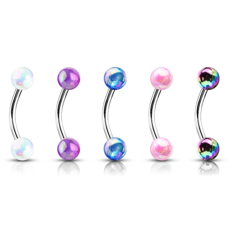 Curved barbell with metallic look balls