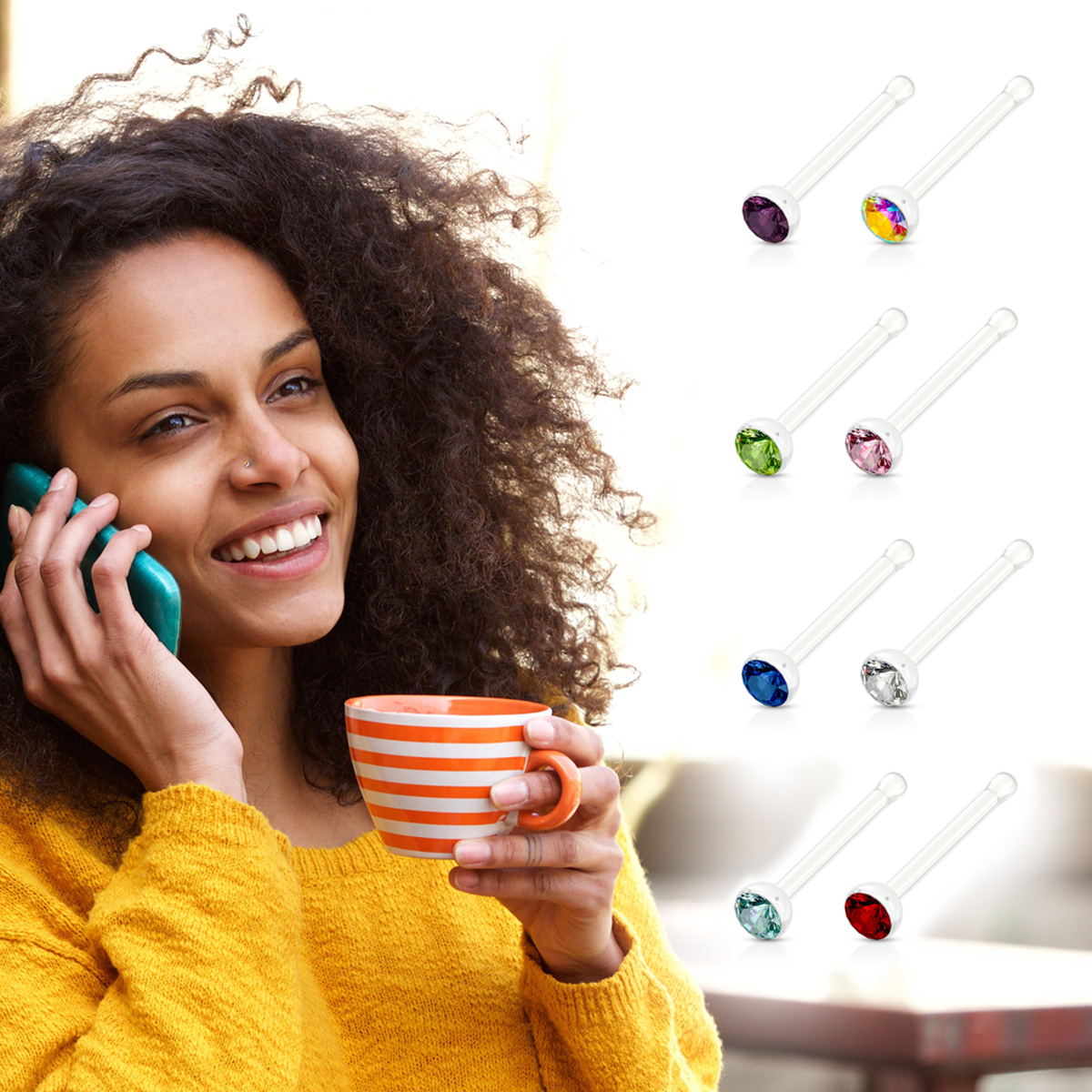 Acrylic best sale nose stud