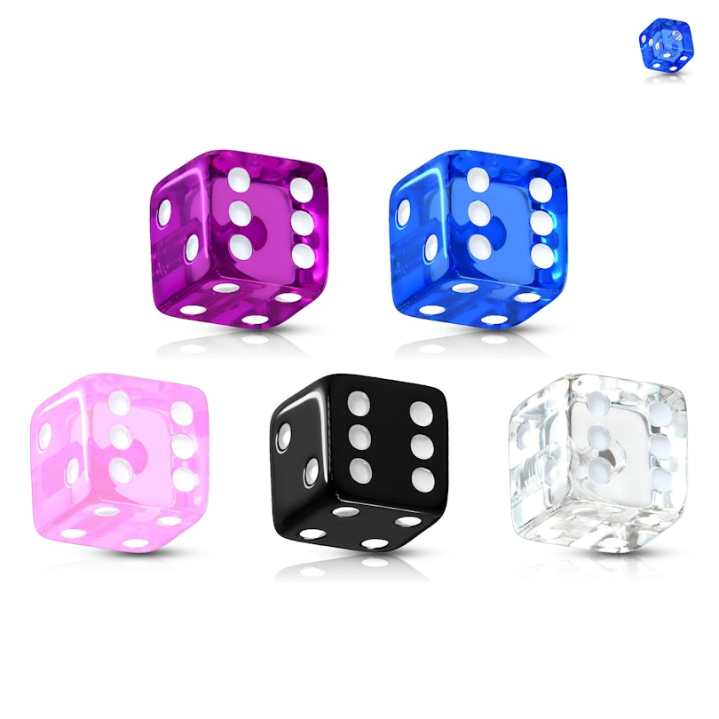 Piercing ball dice-shaped made of acrylic in a variety of colors