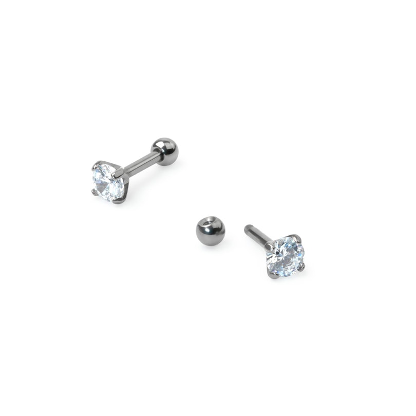 Barbell made of titanium with round stone