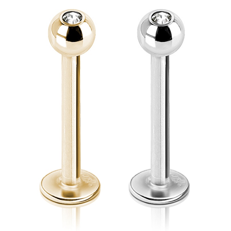 Labret made of 14k gold with stone