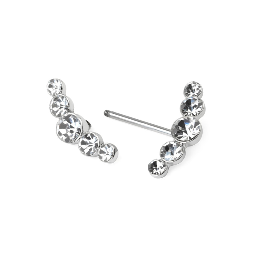 Nipple barbell with curved stone rows