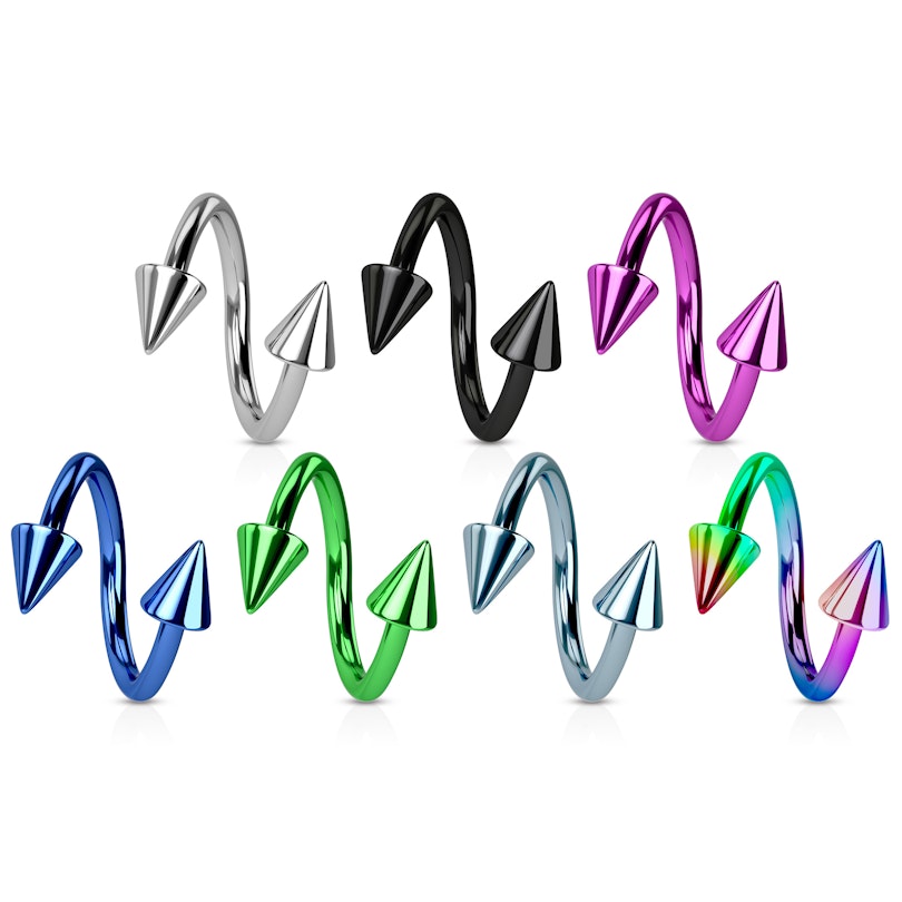 Twister ring with spikes in a variety of colors