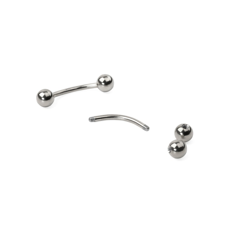 Curved barbell made of titanium