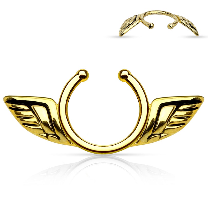 Fake nipple ring with wings in surgical steel
