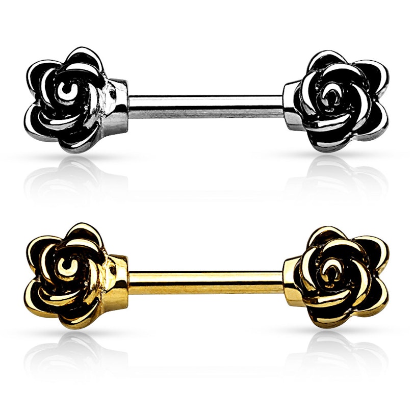Nipple barbell with roses