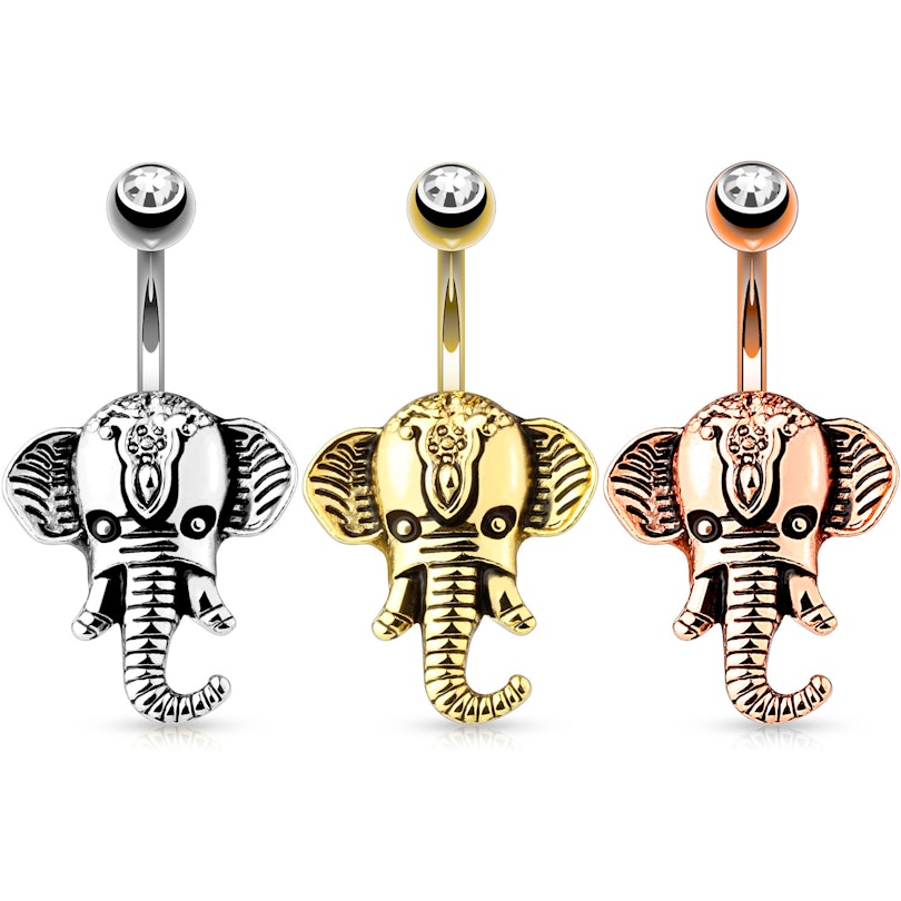 Belly button ring with elephant head