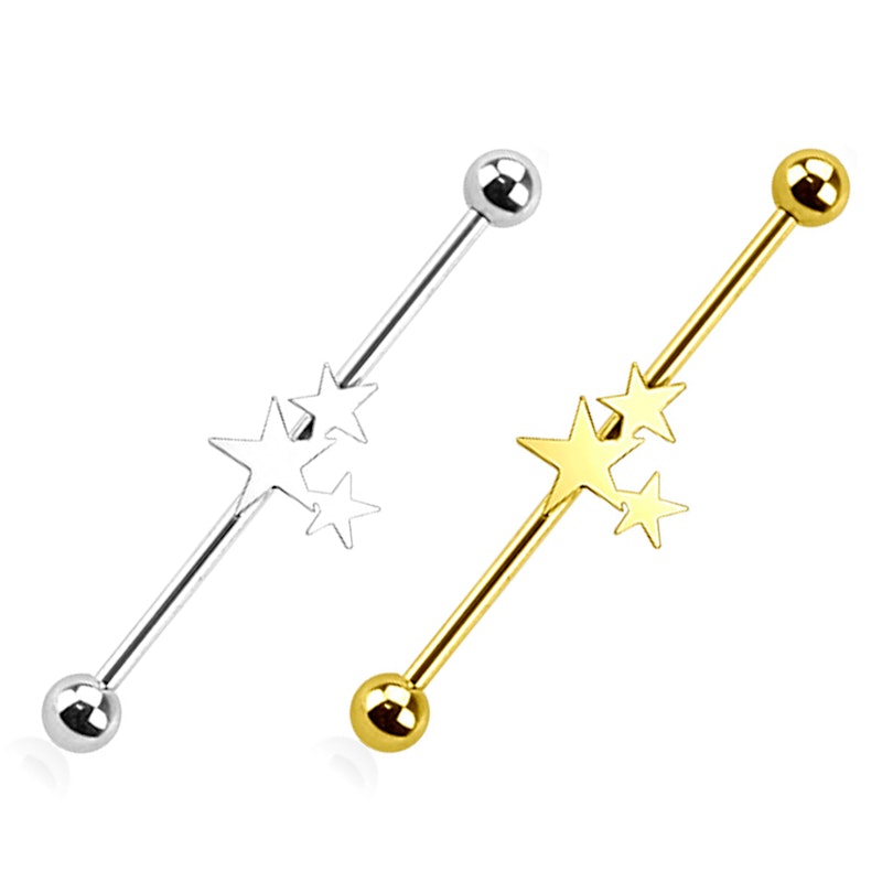 Industrial barbell with three-star charm