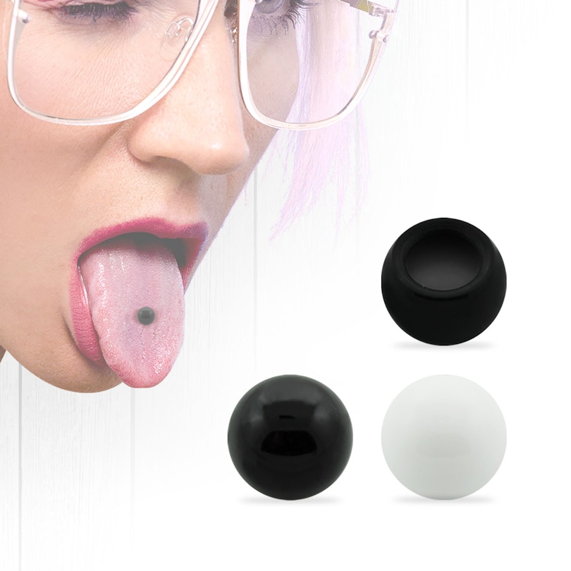 Fake tongue piercing made of acrylic