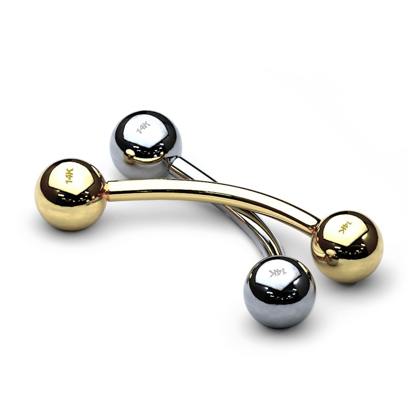 Curved barbell made of 14k gold