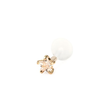 Labret made of 14k gold with star-shaped stone and ptfe post