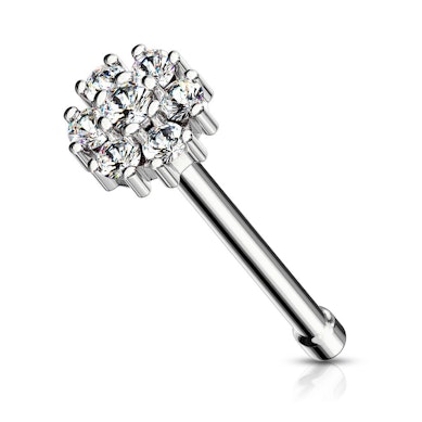 Nose stud with round top and many stones