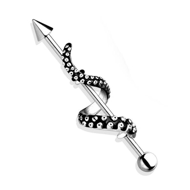 Industrial barbell with spike and tentacle