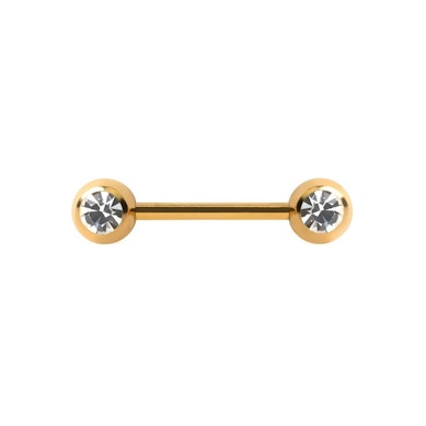 Nipple barbell with crystal gems