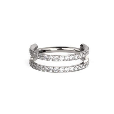 Titanium double ring with stones