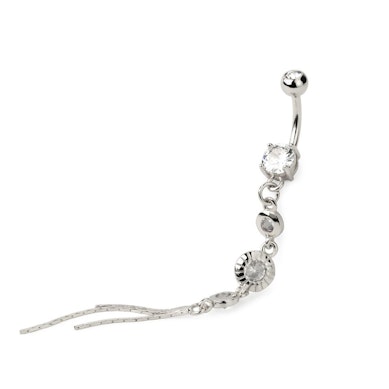 Belly button ring with elegant discs dangle