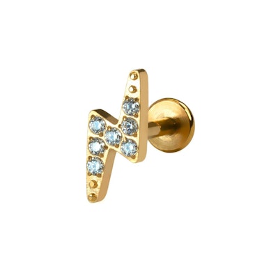 Lightning bolt labret titanium with stones