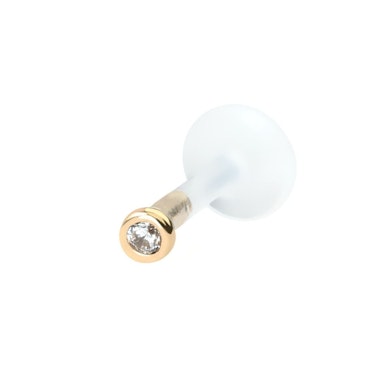 Labret with jeweled 14k gold top and ptfe post