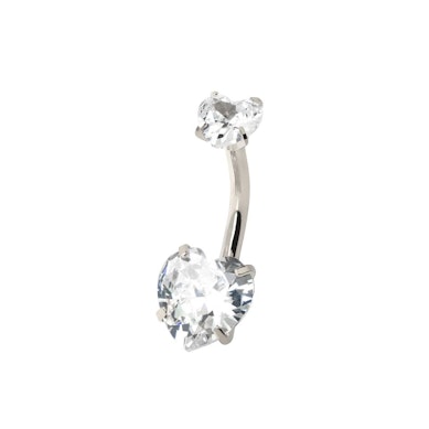 Belly button ring internally threaded with hearts