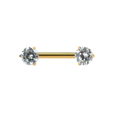 Nipple titanium barbell with stones