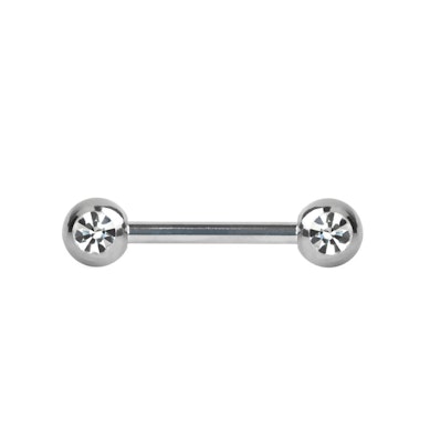 Nipple barbell with gems in your choice of color