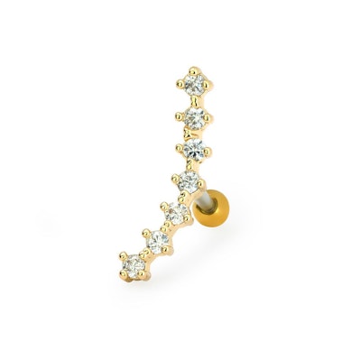 Barbell with curved top and clear stones