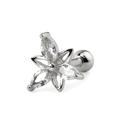 Ear piercing with double triangle flowers