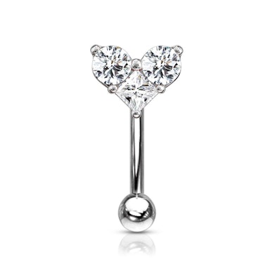 Curved barbell with a heart shape top