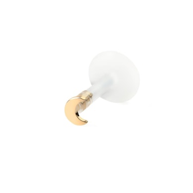 14k gold labret with half moon