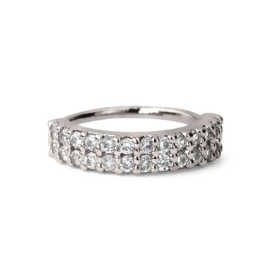 Ring with double row of clear stones