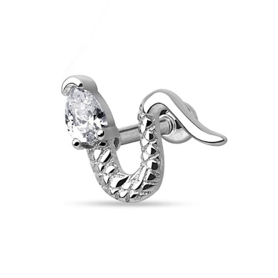 Ear piercing stud with snake