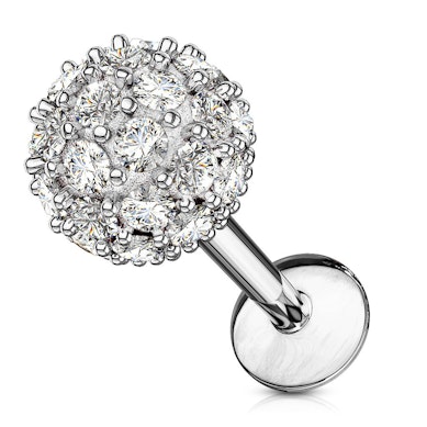 Labret with studded ball and internal thread