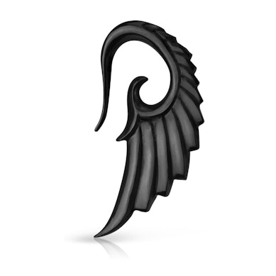 Hanger with hand-carved angel wing from horn