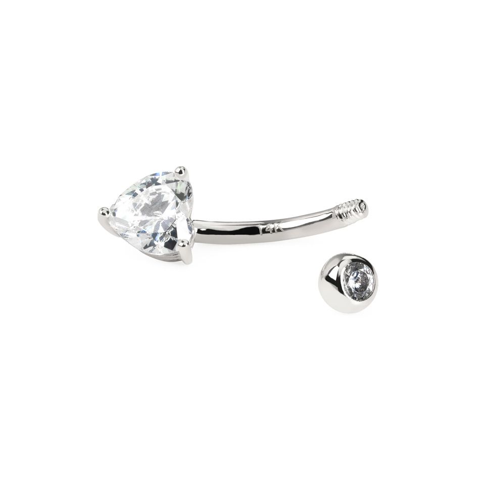 Lovely 14k gold belly ring with two bright stones