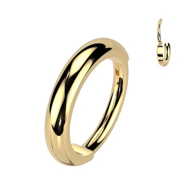 Titanium hinged ring huggie