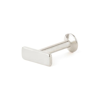 Labret with internally threaded post and rectangular top