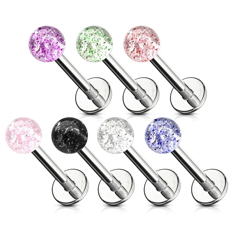 Super cool labret with glitter balls in different colors - Choose yours ...