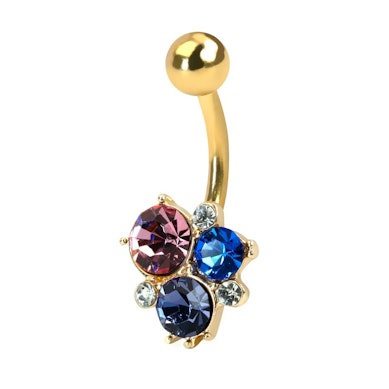 Belly ring with cluster of colourful stones