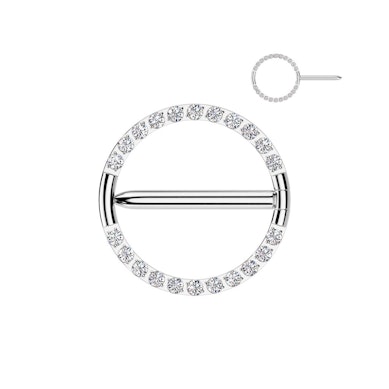 Titanium nipple clicker with pave stones