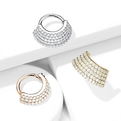 Layered ring with gemstones