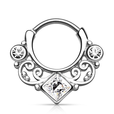 Septum clicker with twists and square stone