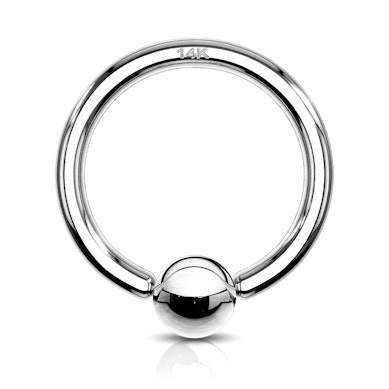 Captive bead ring made of 14k gold