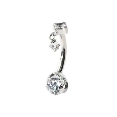 Titanium belly ring with square charm