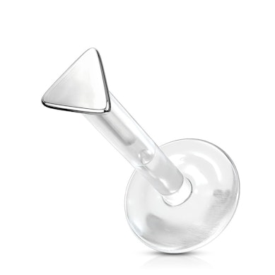Labret with triangular bead made of 14k gold