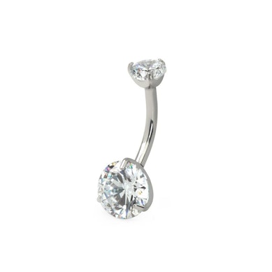 Titanium belly button ring with internal thread and stones