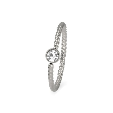 Ring with twisted band and fixed stone