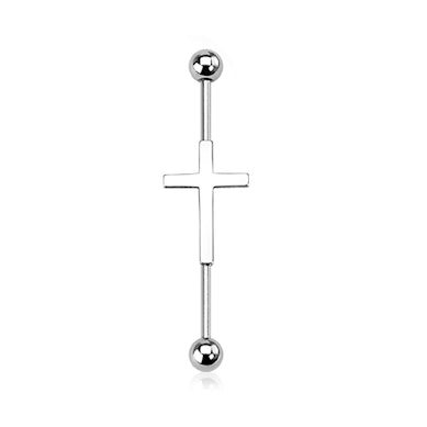 Industrial barbell with cross charm