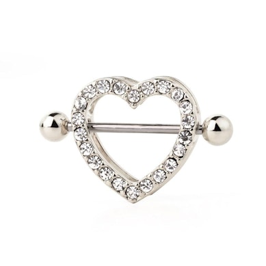 Nipple shield with studded heart shape