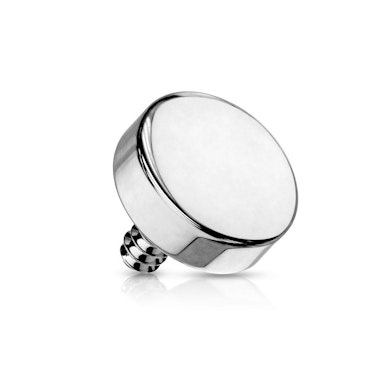Flat ball for internally threaded jewelry