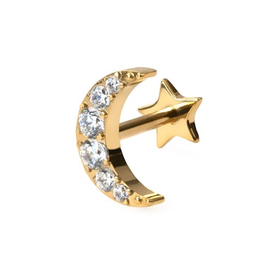 Moon labret with star back in titanium